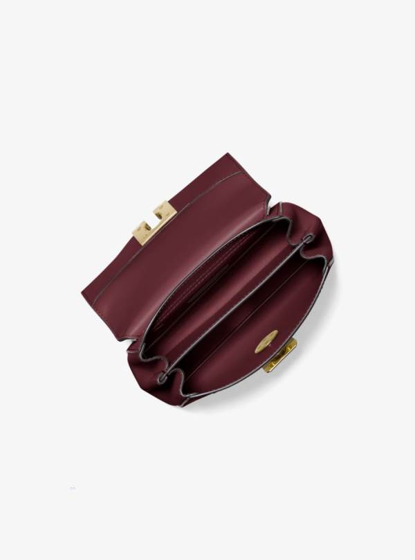 Damske Spojková Taška Michael Kors Lita Small Leather Bordove - Kabelky Michael Kors Sleva | IWQTL-4368